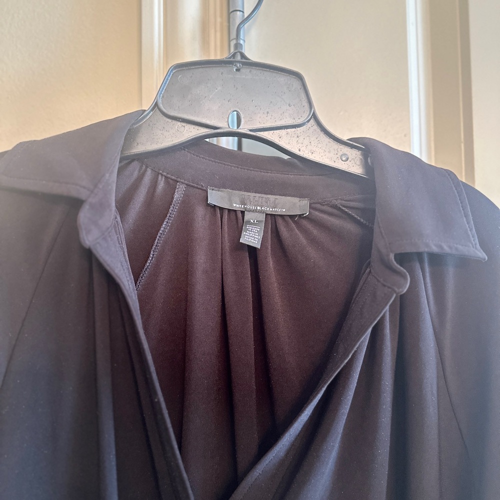 White House Black Market Black Draped Blouse